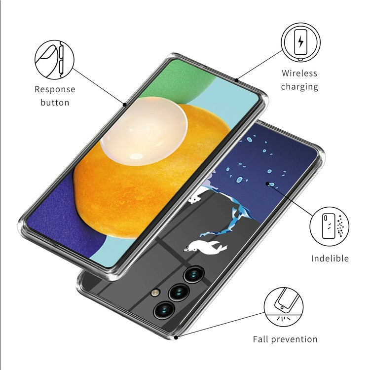 For Samsung Galaxy A25 5G (Global) (161.0 x 76.5 x 8.3mm) TPU Case Cute Clear Pattern Phone Cover - Polar Bear