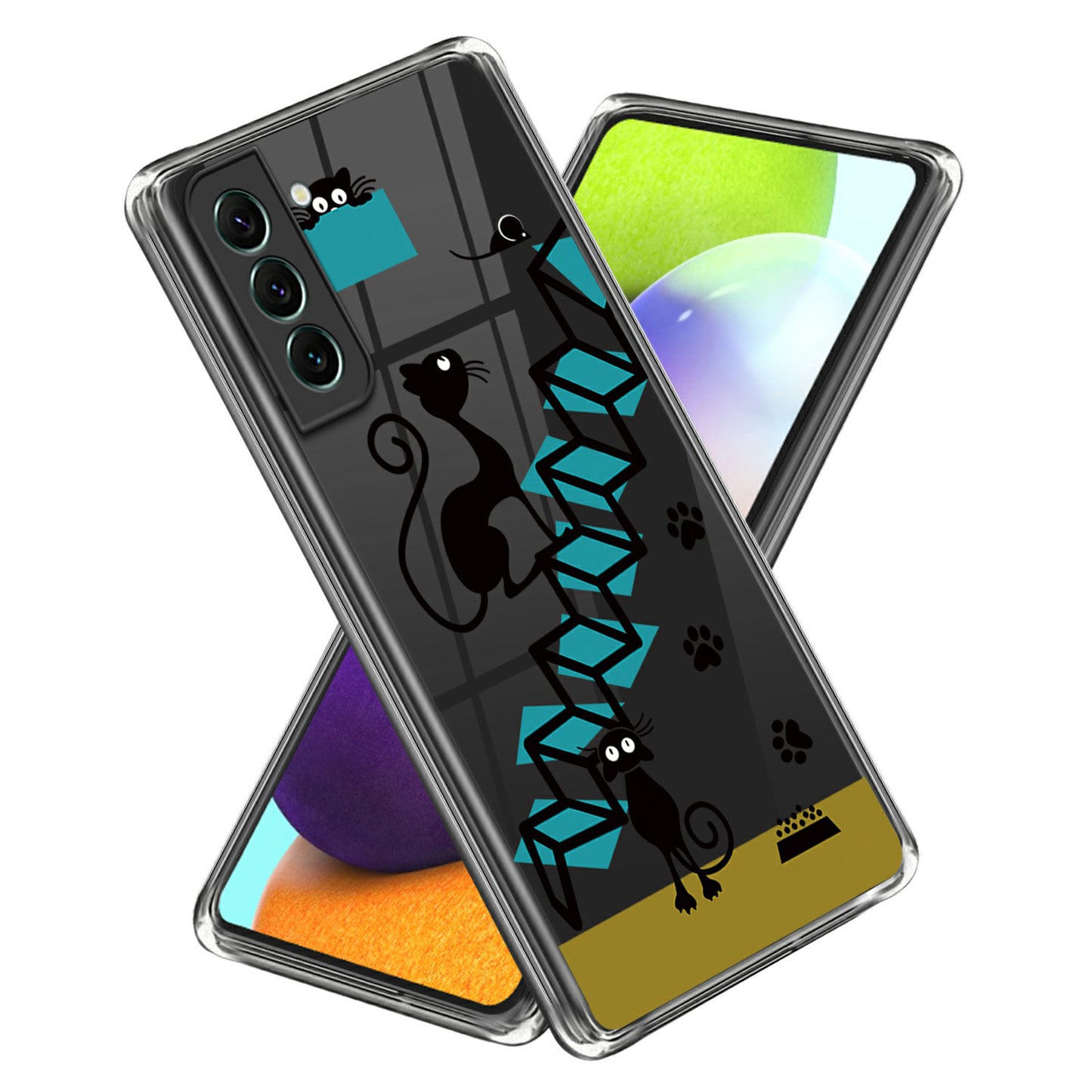 For Samsung Galaxy S24 Phone Case IMD Pattern Design Anti-scratch TPU Cover - Cat and Mouse