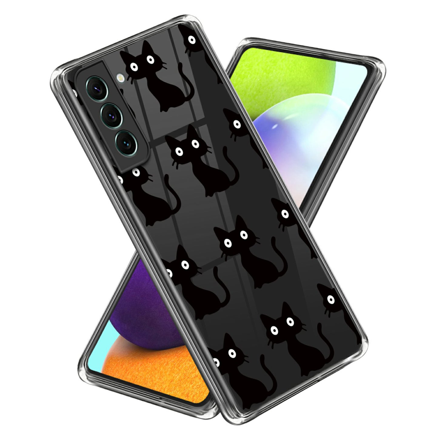 For Samsung Galaxy S24+ TPU Case Pattern Printed Design Protective Phone Cover - Black Cats