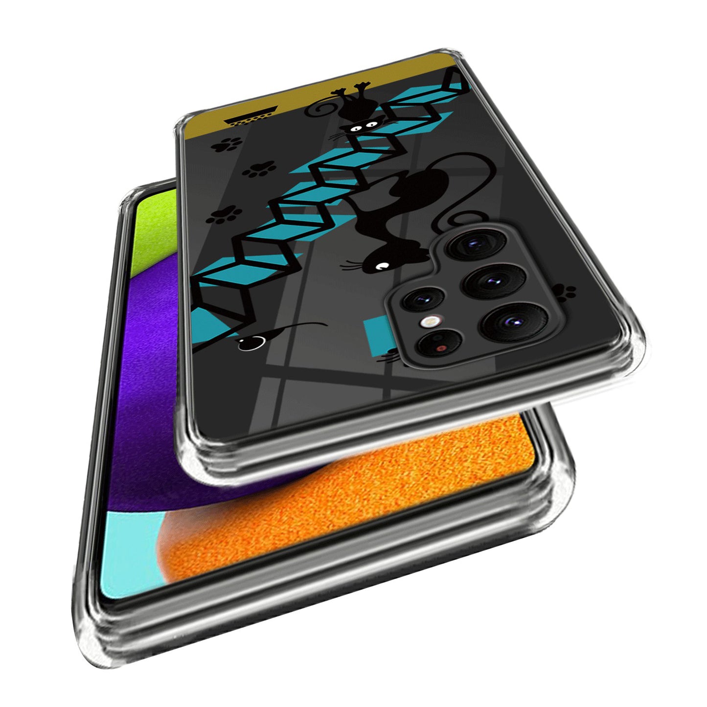 For Samsung Galaxy S24 Ultra Pattern Phone Case Flexible TPU Shockproof Cover - Cat and Mouse