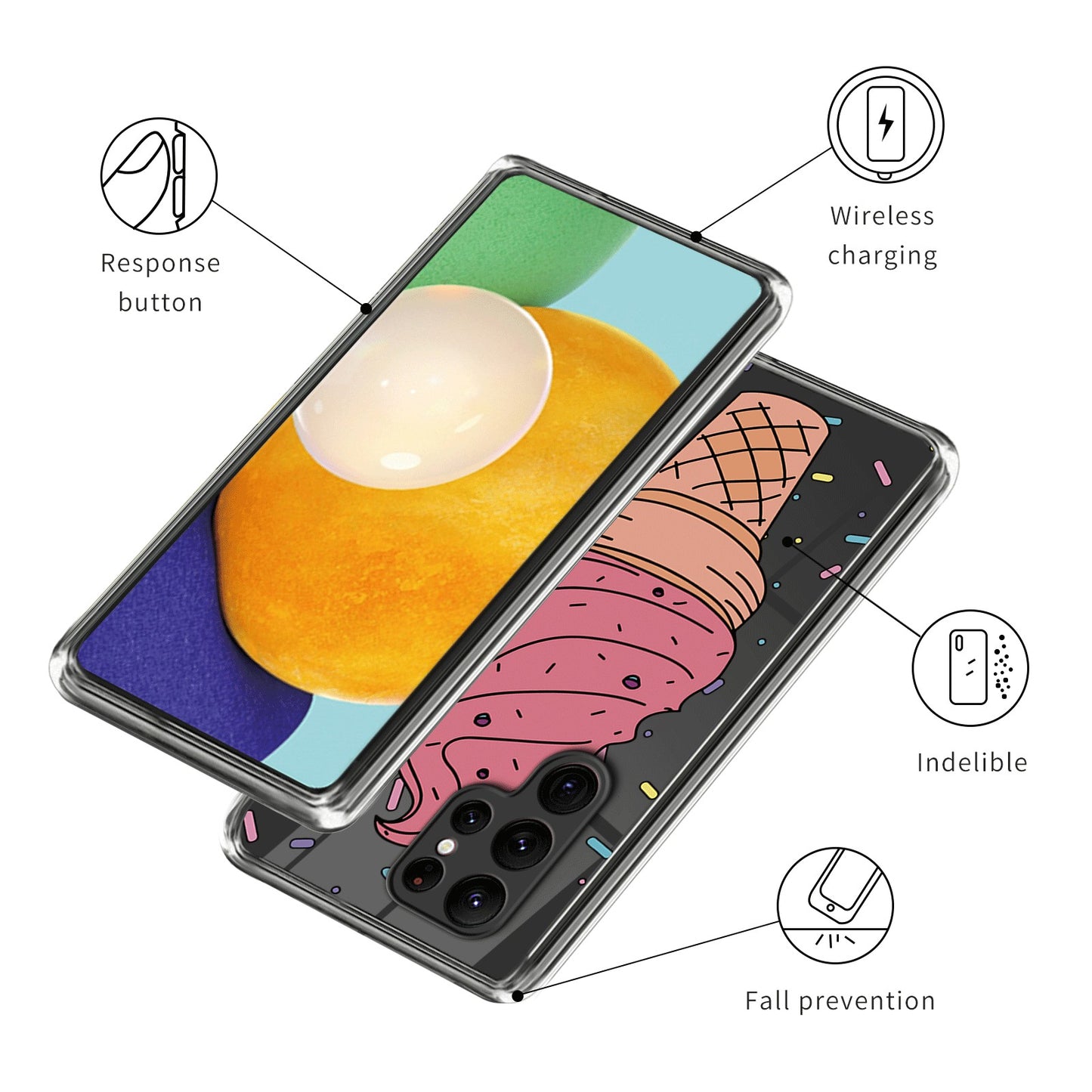 For Samsung Galaxy S24 Ultra Pattern Phone Case Flexible TPU Shockproof Cover - Ice Cream