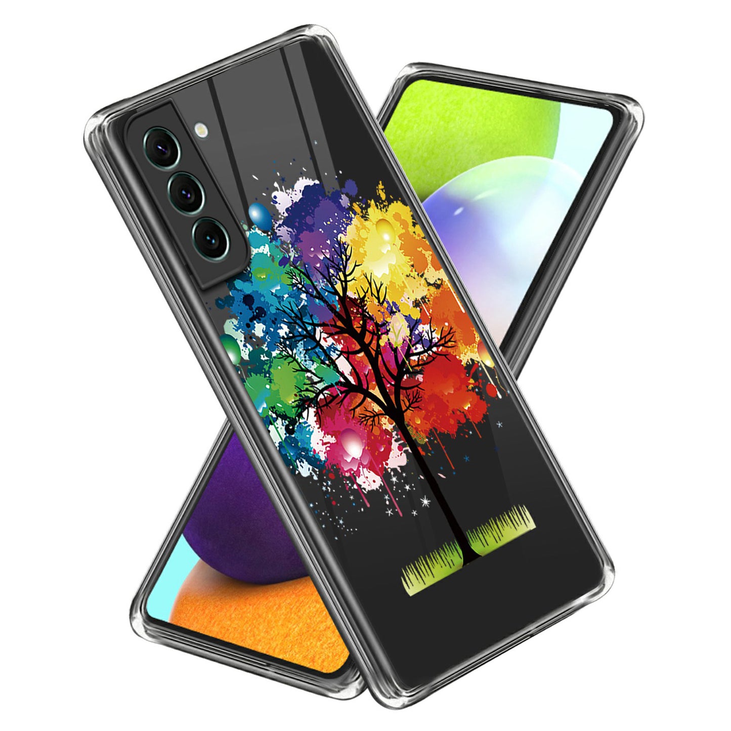 For Samsung Galaxy S24+ Pattern Case Flexible Slim Thin TPU Phone Cover - Colorful Tree