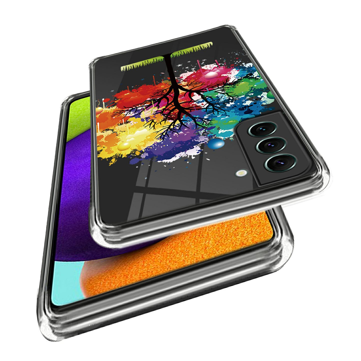 For Samsung Galaxy S24+ Pattern Case Flexible Slim Thin TPU Phone Cover - Colorful Tree