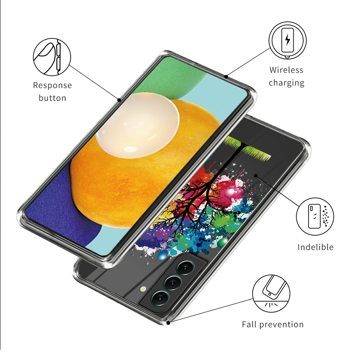 For Samsung Galaxy S24+ Pattern Case Flexible Slim Thin TPU Phone Cover - Colorful Tree