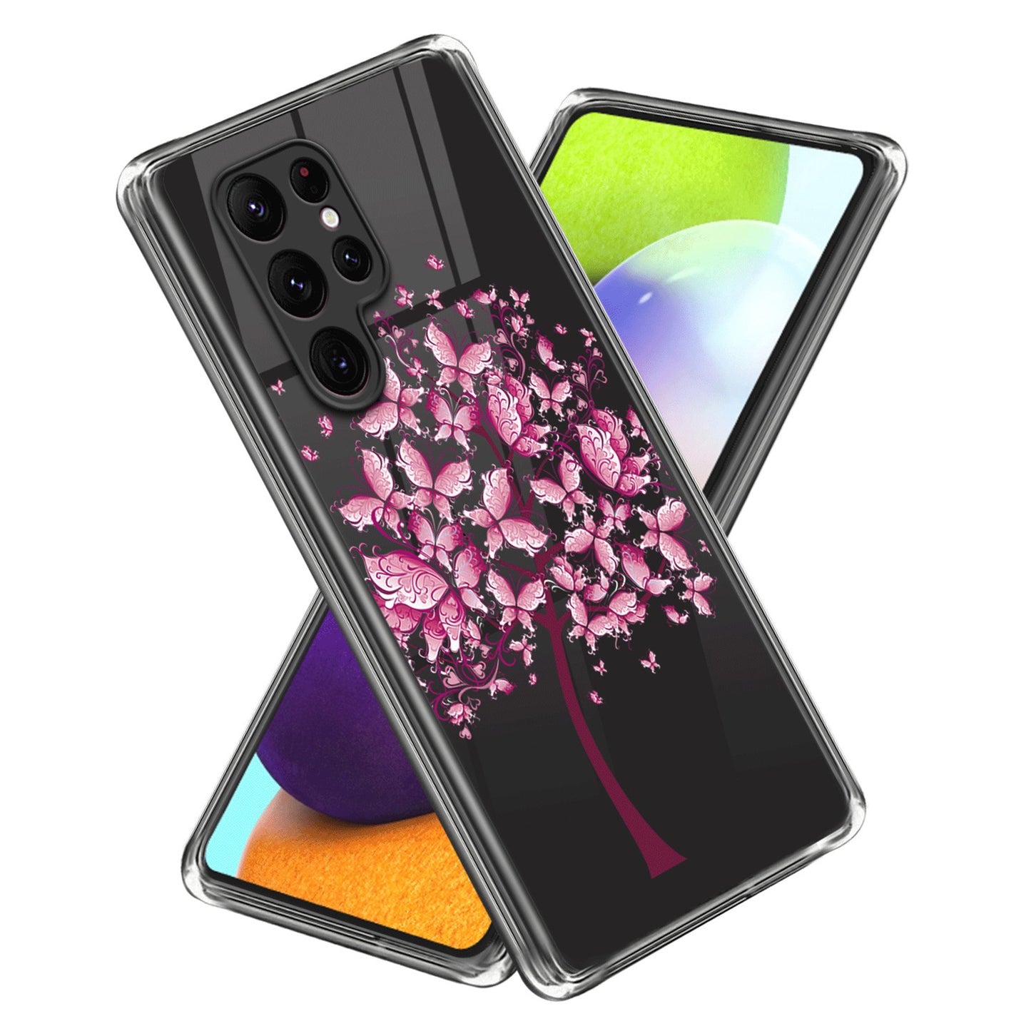 For Samsung Galaxy S24 Ultra Pattern Case Anti-Drop Soft TPU Phone Cover - Pink Flowers