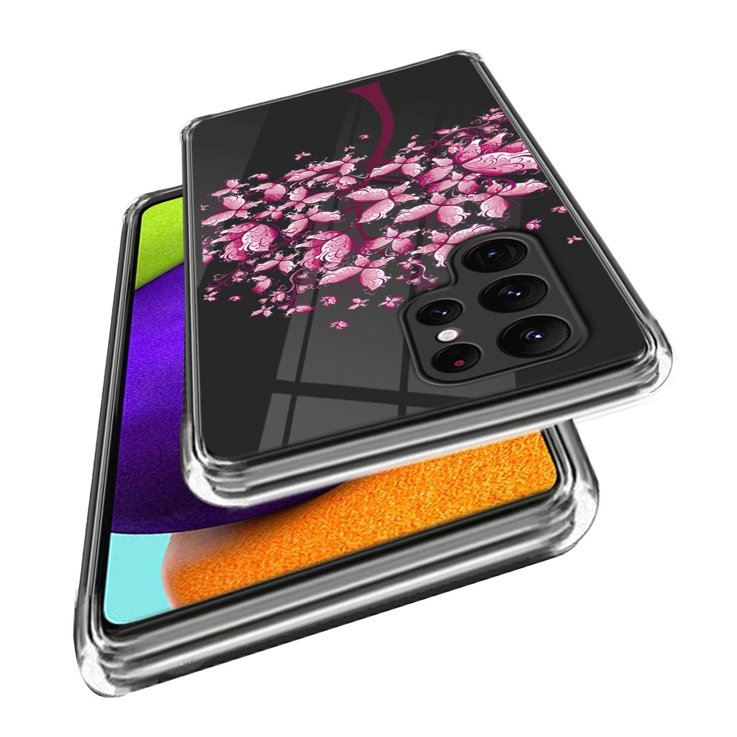 For Samsung Galaxy S24 Ultra Pattern Case Anti-Drop Soft TPU Phone Cover - Pink Flowers