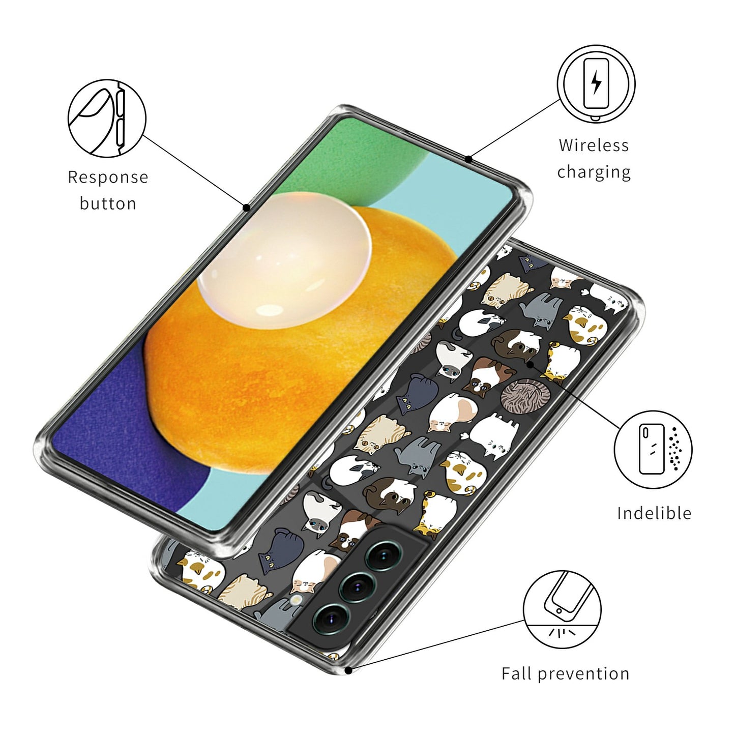 For Samsung Galaxy S24 TPU Phone Case IMD Pattern Slim Fit Protective Cover - Cats
