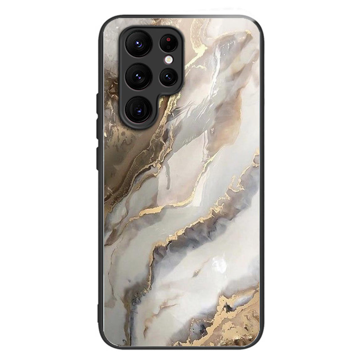 For Samsung Galaxy S24 Ultra Case Tempered Glass+TPU Pattern Printing Phone Cover - Alchemical Marble