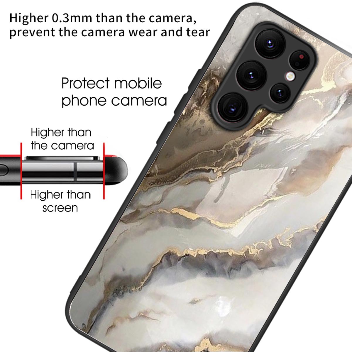 For Samsung Galaxy S24 Ultra Case Tempered Glass+TPU Pattern Printing Phone Cover - Alchemical Marble
