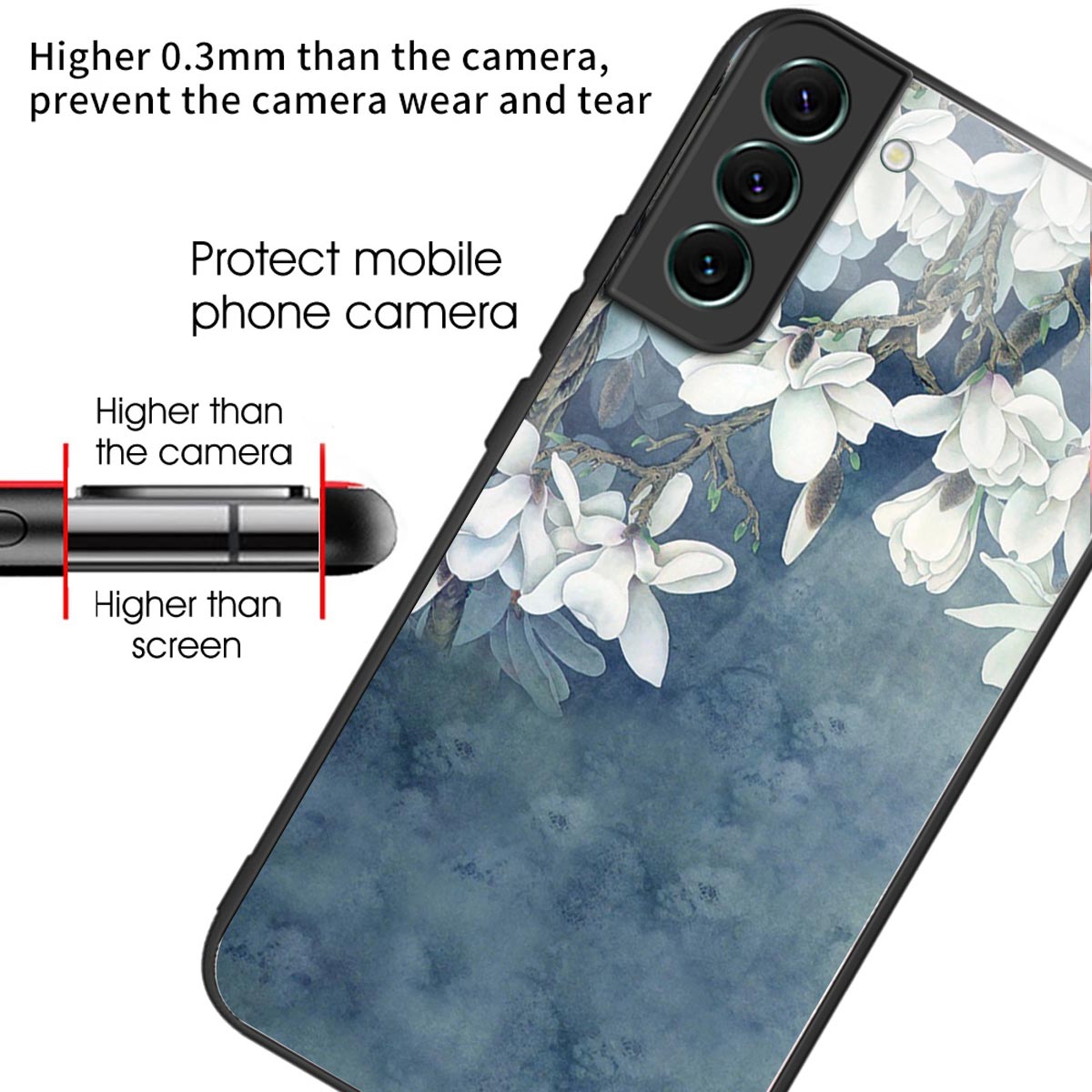 For Samsung Galaxy S24+ Phone Case Pattern Printing Tempered Glass+TPU Cover - Magnolia