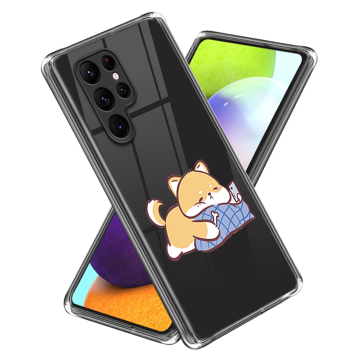 For Samsung Galaxy S24 Ultra Phone Case Pattern Printing Soft TPU Cover - Blue Pillow Dog