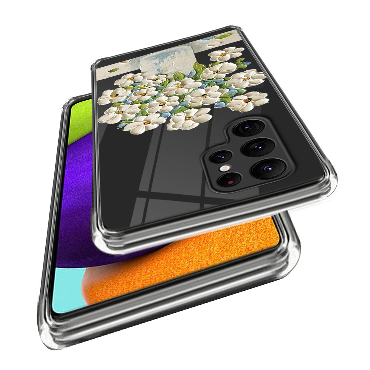 For Samsung Galaxy S24 Ultra Phone Case Pattern Printing Soft TPU Cover - Oil Painting White Flower
