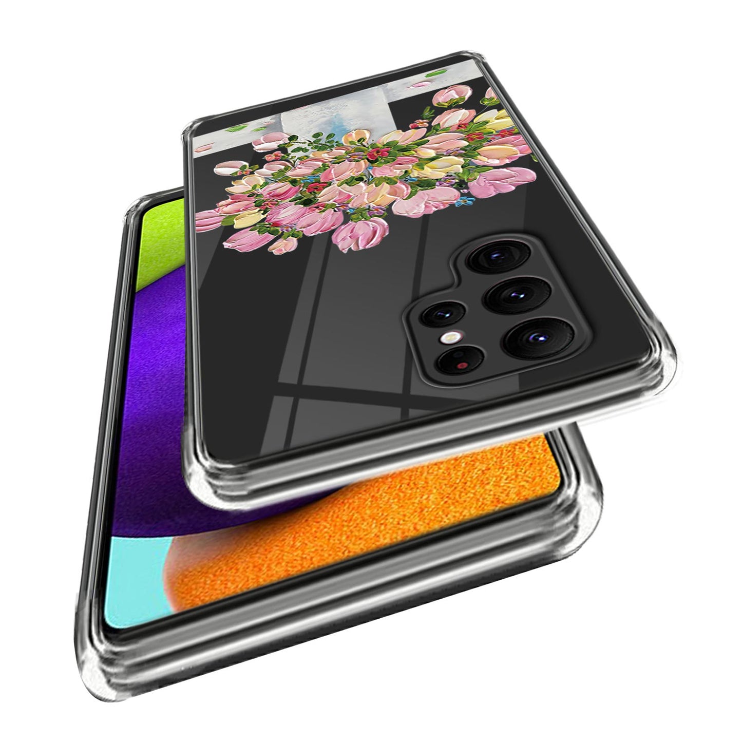 For Samsung Galaxy S24 Ultra Phone Case Pattern Printing Soft TPU Cover - Oil Painting Pink Flower