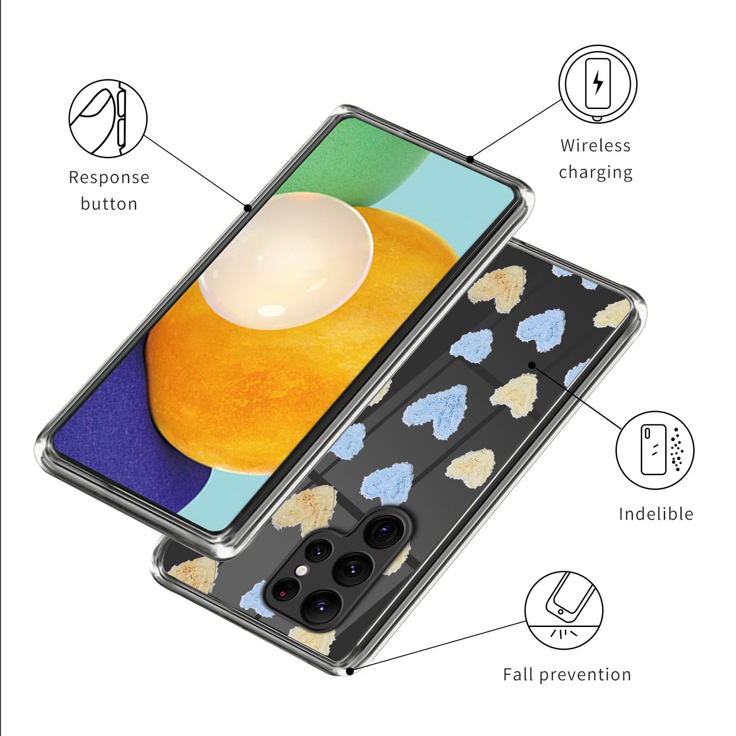 For Samsung Galaxy S24 Ultra Phone Case Pattern Printing Soft TPU Cover - Yellow / Blue Love