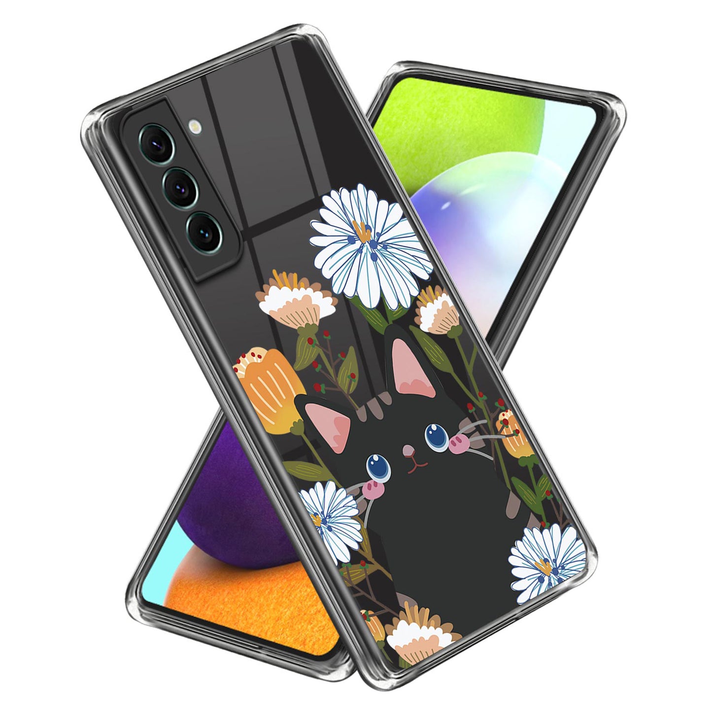 For Samsung Galaxy S24+ TPU Case Anti-scratch Pattern Printing Phone Cover - Flower / Cat