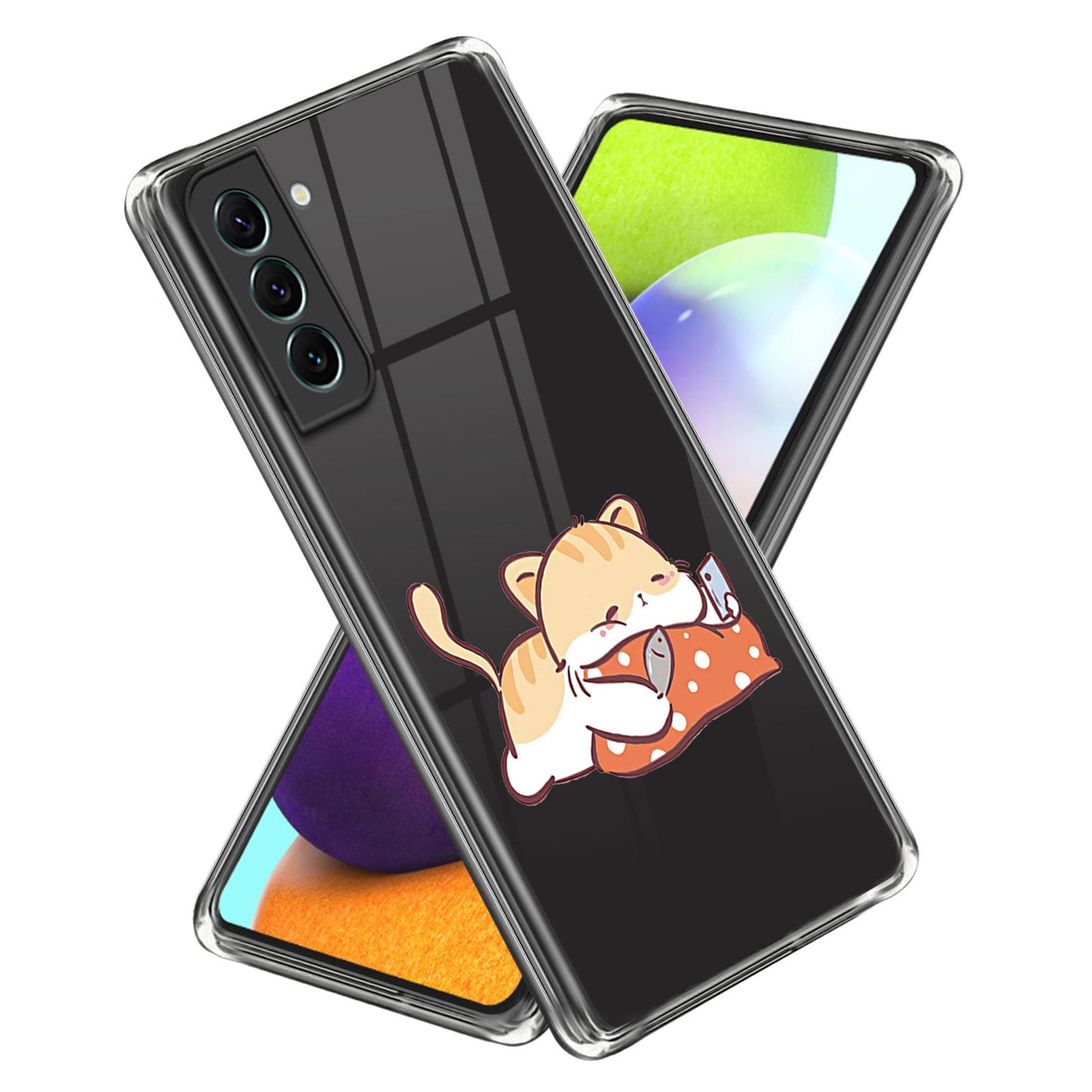 For Samsung Galaxy S24+ TPU Case Anti-scratch Pattern Printing Phone Cover - Red Pillow Cat