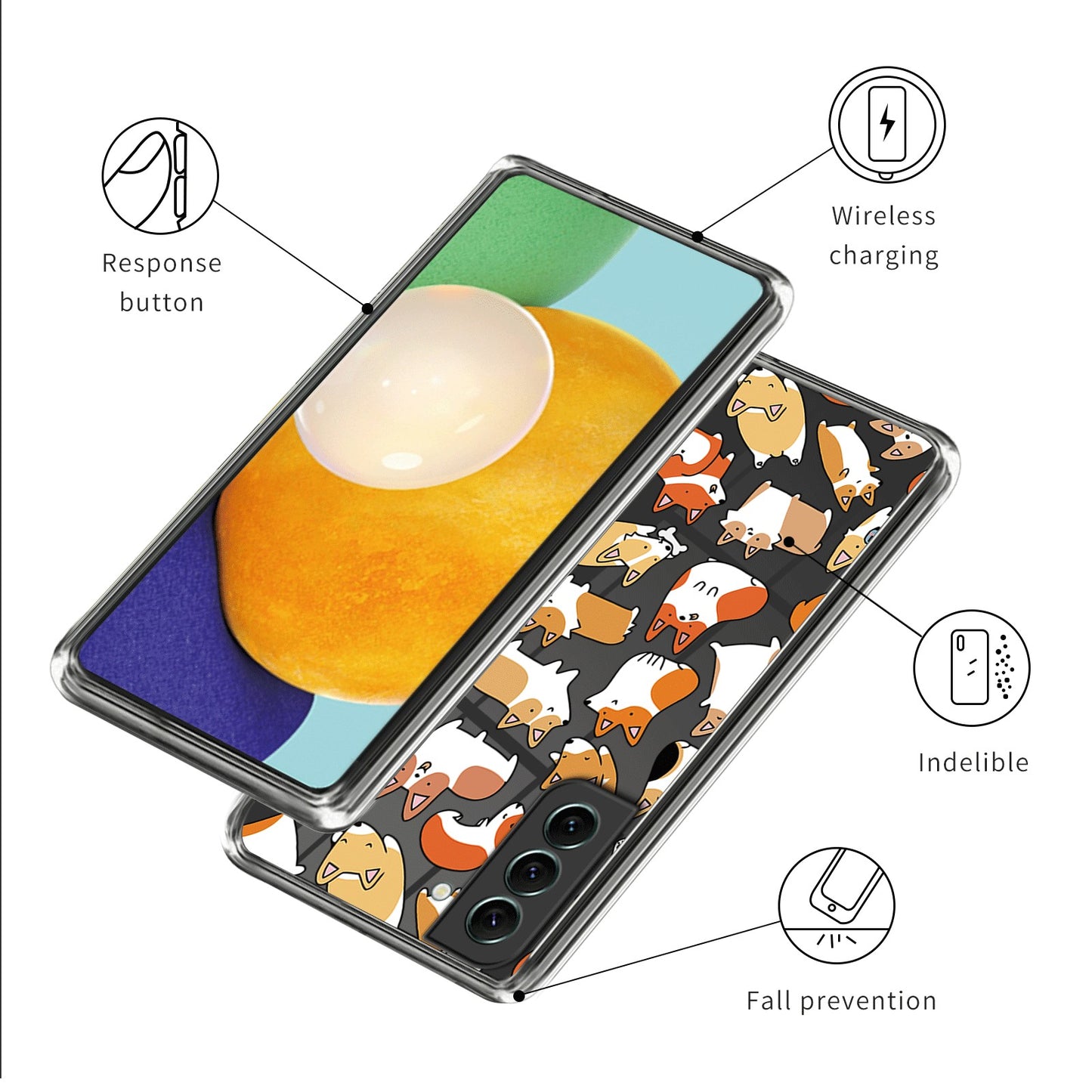 For Samsung Galaxy S24 Case Pattern Printing Shockproof TPU Phone Cover Protector - Dogs Sticker