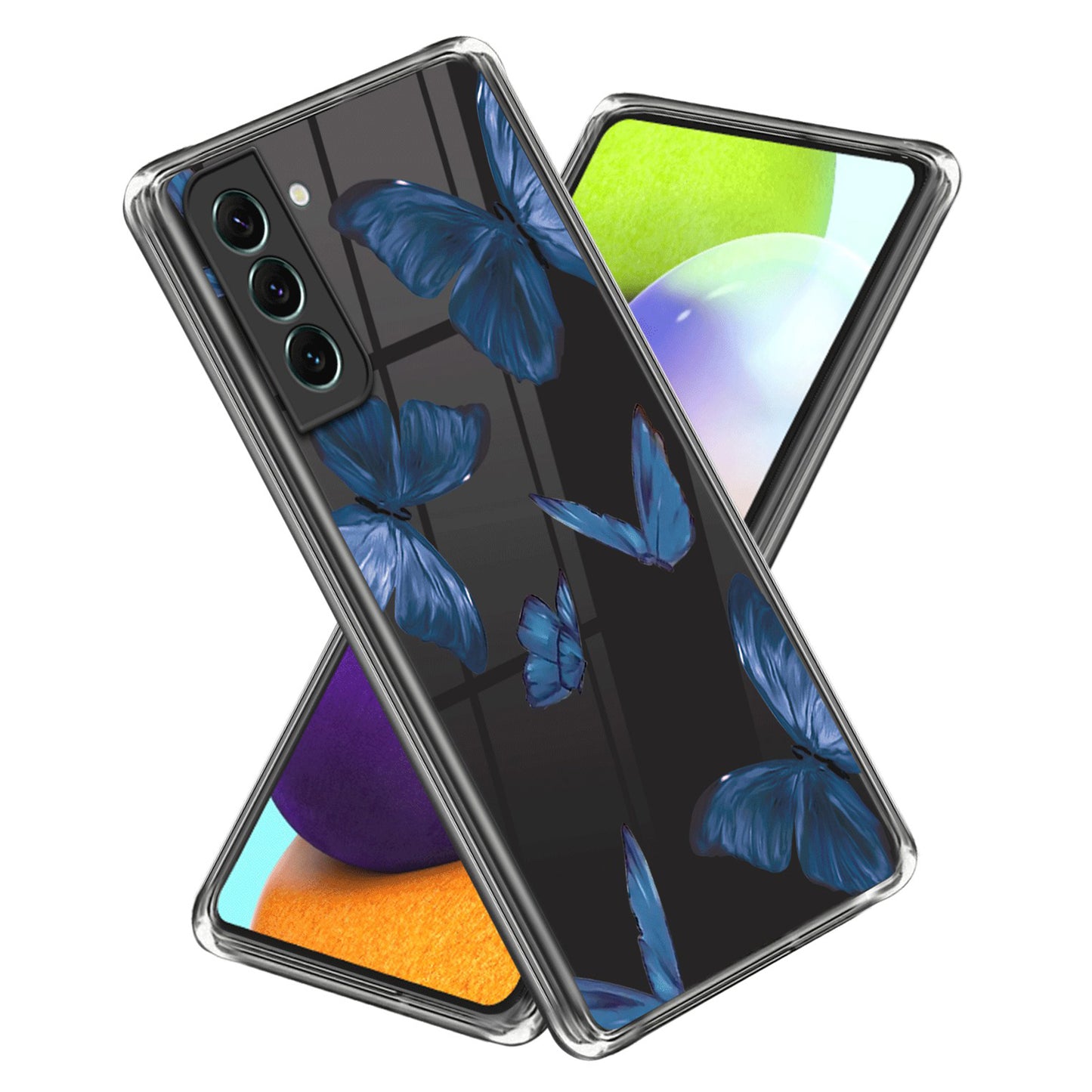 For Samsung Galaxy S24+ Case Pattern Printing TPU Cover Phone Protective Case - Blue Butterflies