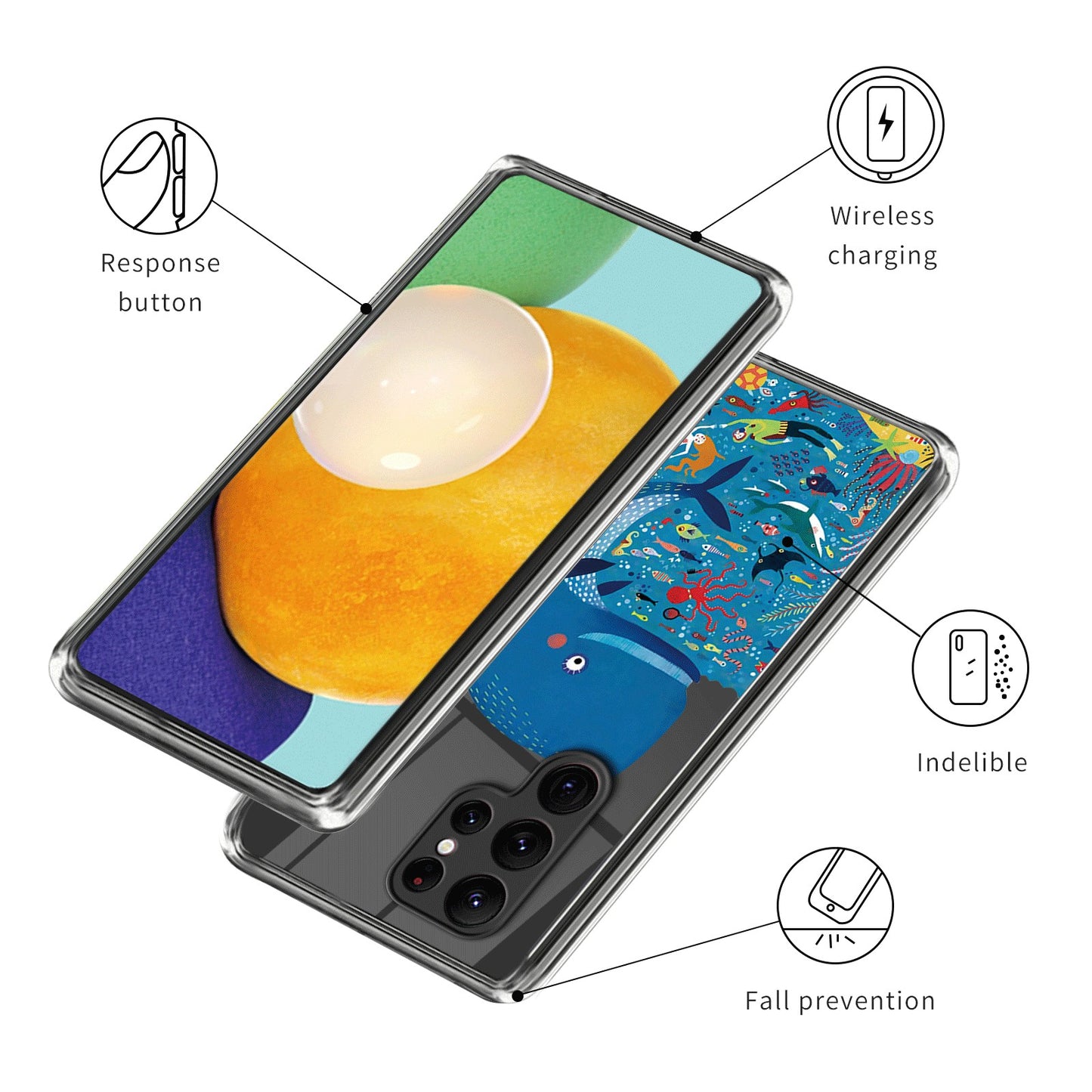 For Samsung Galaxy S24 Ultra Case Anti-scratch TPU Back Cover with Pattern Printing - Whale