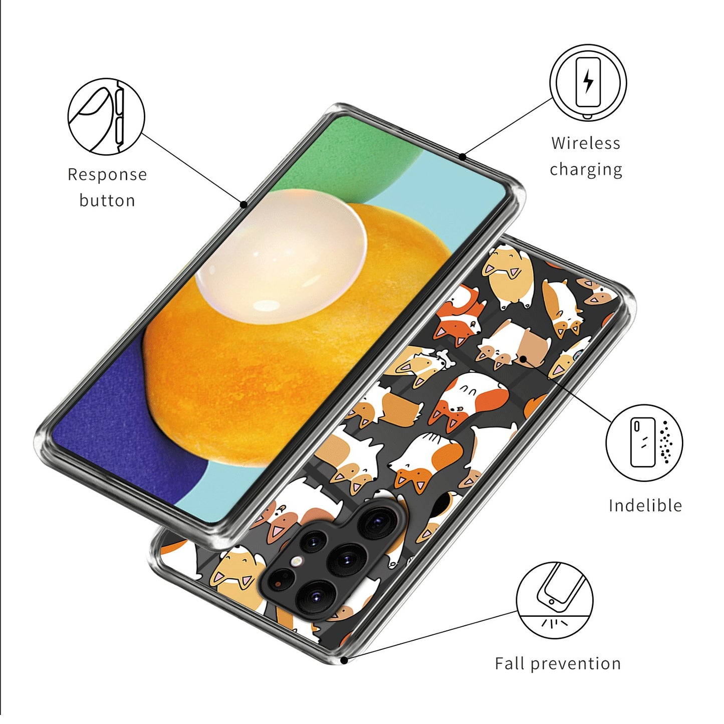 For Samsung Galaxy S24 Ultra Case Anti-scratch TPU Back Cover with Pattern Printing - Dogs Sticker