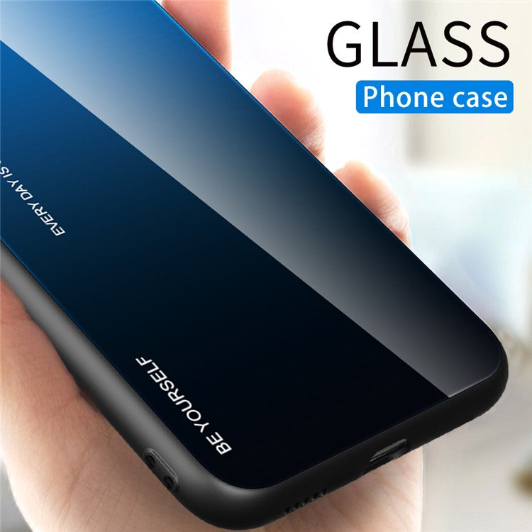 For Samsung Galaxy A15 5G Back Case Gradient Color Tempered Glass Phone Cover Protector - Blue / Rose