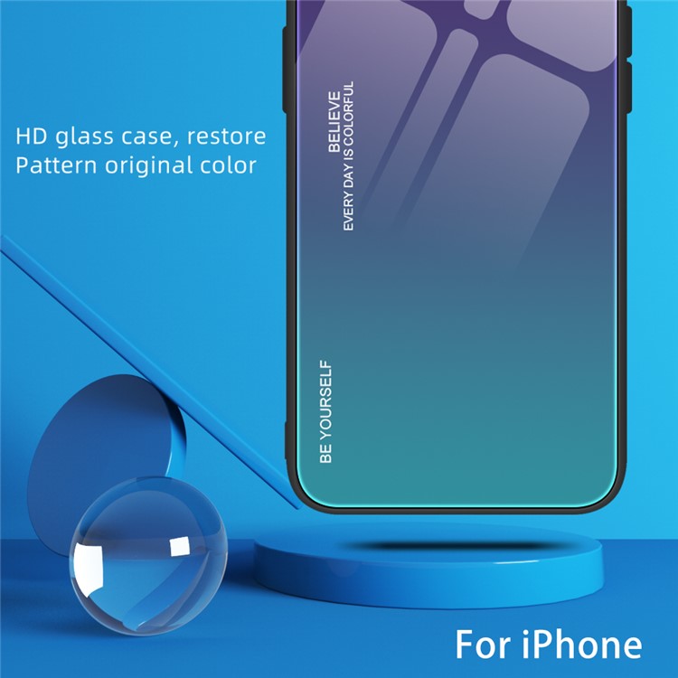 For Samsung Galaxy A15 5G Back Case Gradient Color Tempered Glass Phone Cover Protector - Blue / Rose