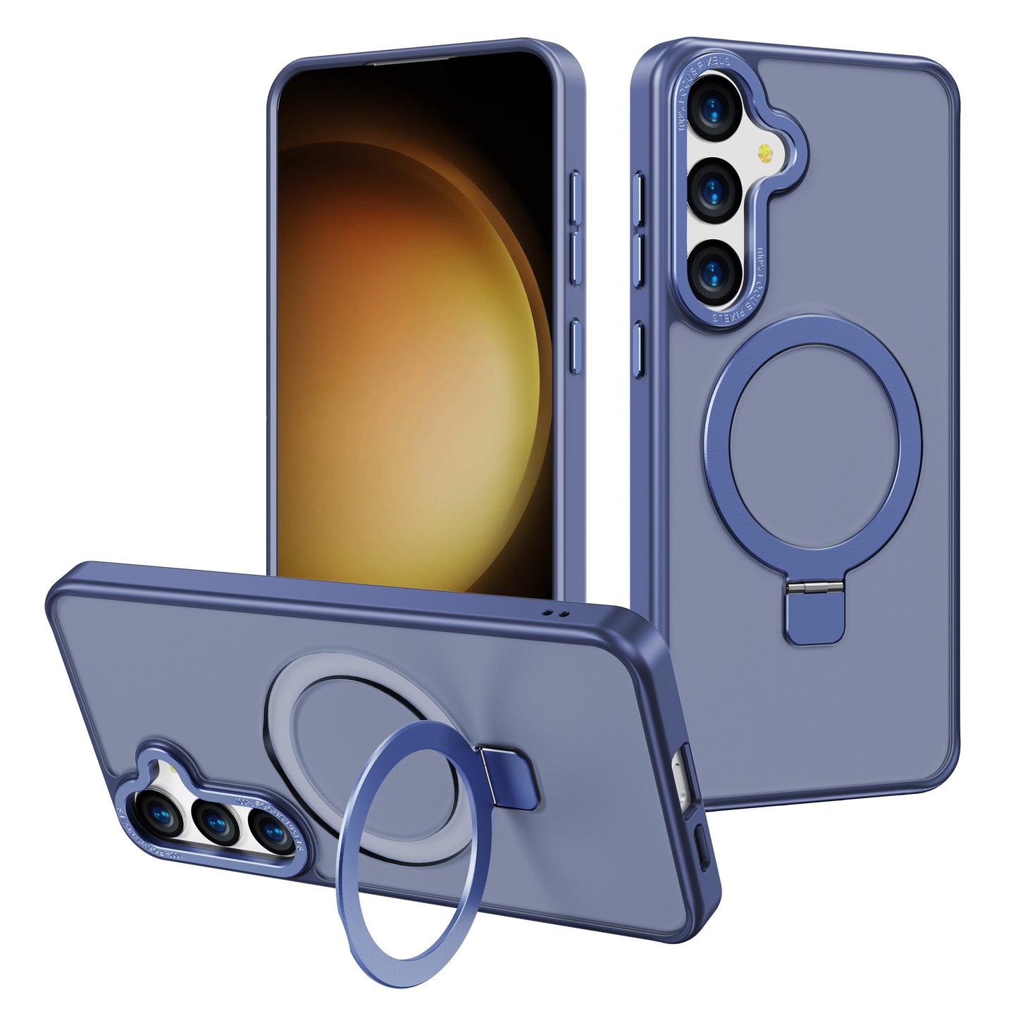For Samsung Galaxy S24 Case Compatible with MagSafe Anti-Drop TPU+PC Kickstand Phone Cover - Blue
