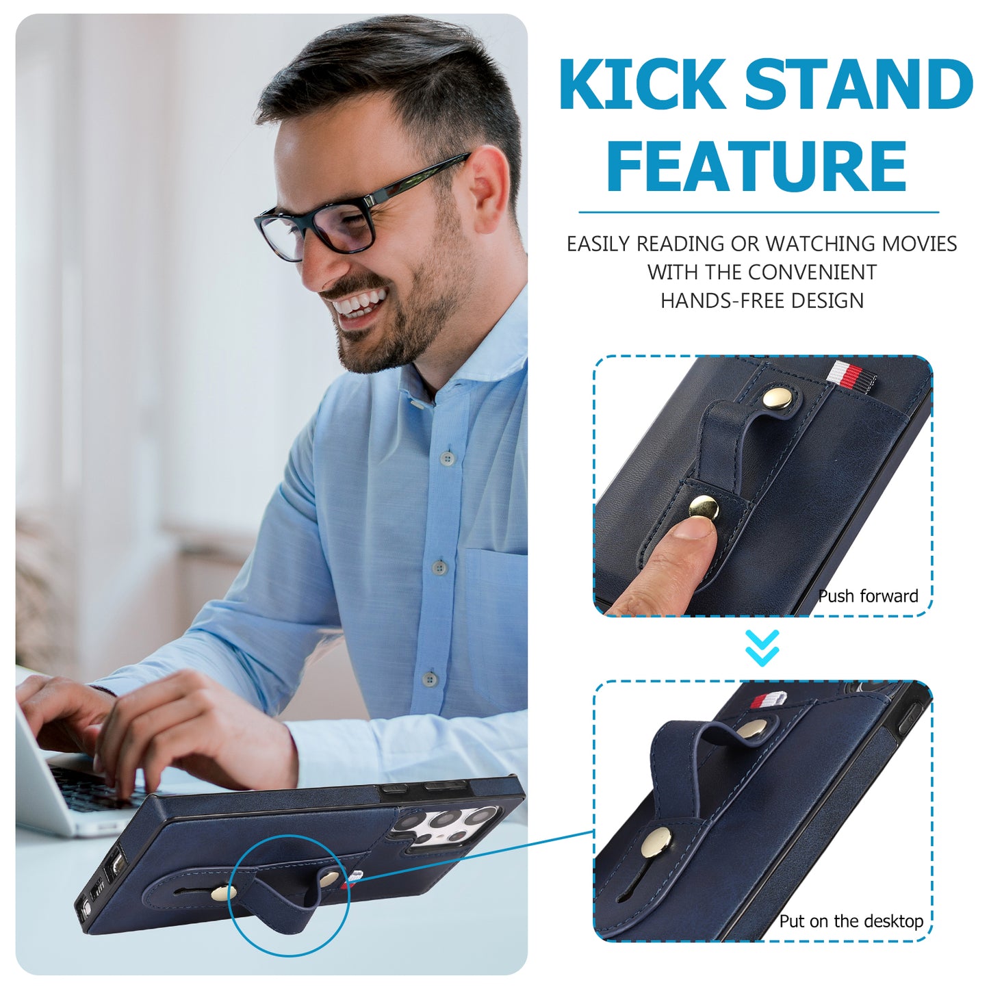 For Samsung Galaxy S24 Ultra Phone Case Anti-drop Retro PU Leather Coated TPU Card Slots Cover - Blue
