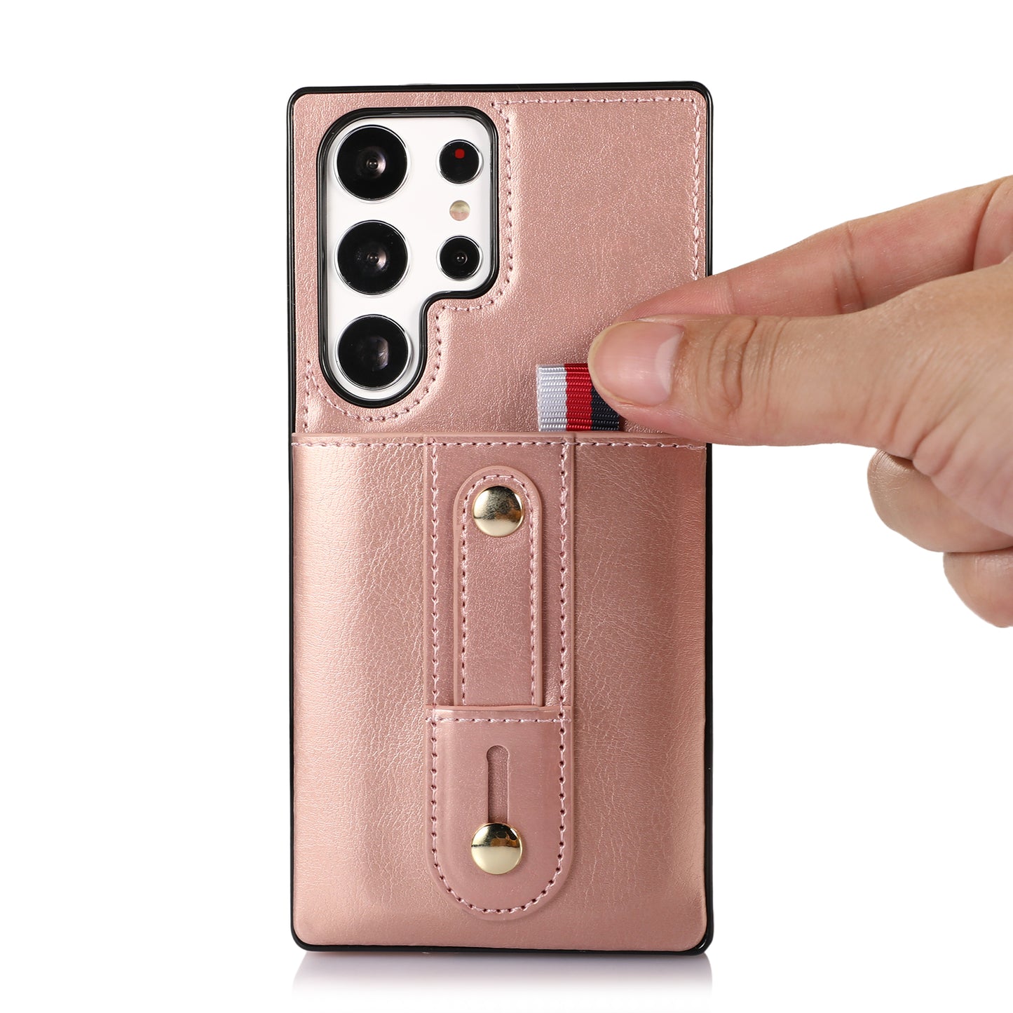 For Samsung Galaxy S24 Ultra Phone Case Anti-drop Retro PU Leather Coated TPU Card Slots Cover - Rose Gold
