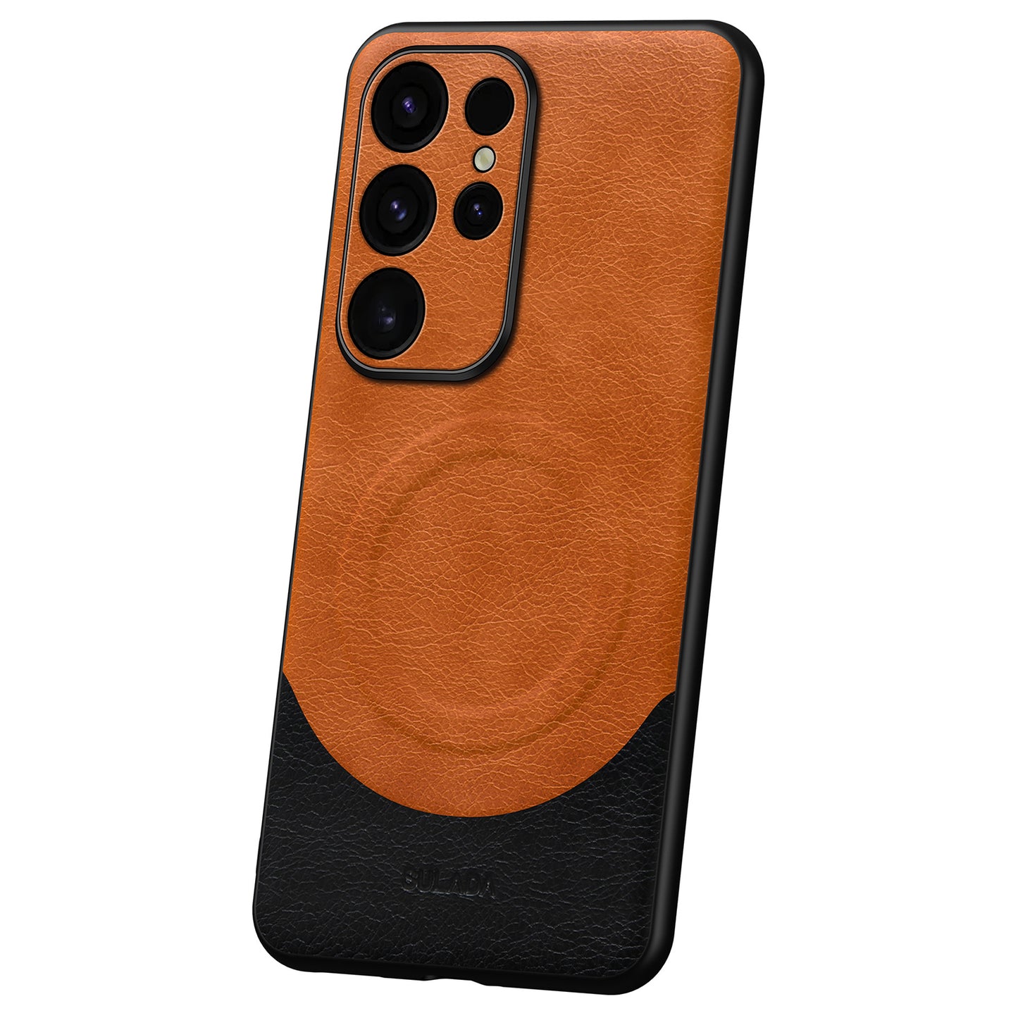 SULADA Magnetic Series for Samsung Galaxy S24 Ultra Case Leather Coating Protective Cover Compatible with MagSafe - Orange