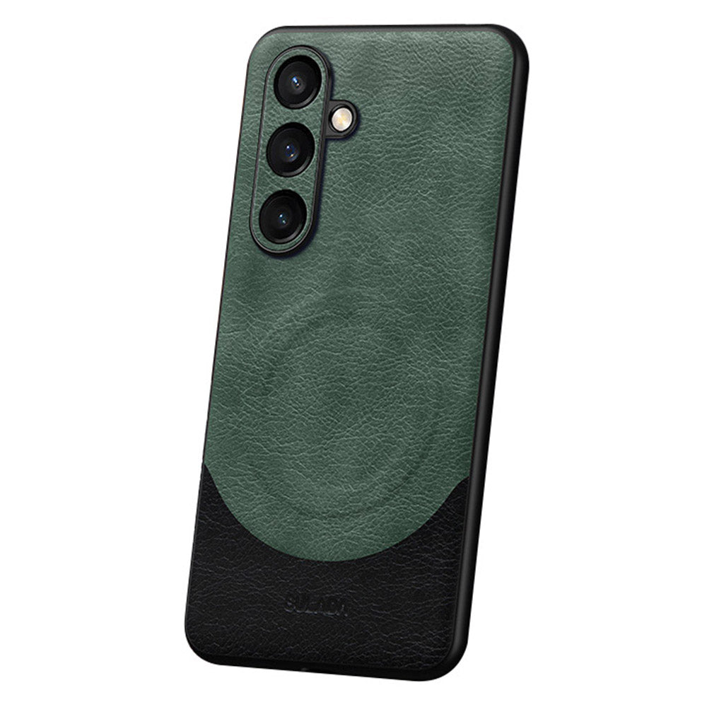 SULADA Magnetic Series for Samsung Galaxy S24+ Case Leather Coated Phone Back Shell Compatible with MagSafe - Green