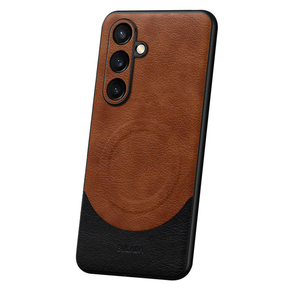 SULADA Magnetic Series for Samsung Galaxy S24+ Case Leather Coated Phone Back Shell Compatible with MagSafe - Brown