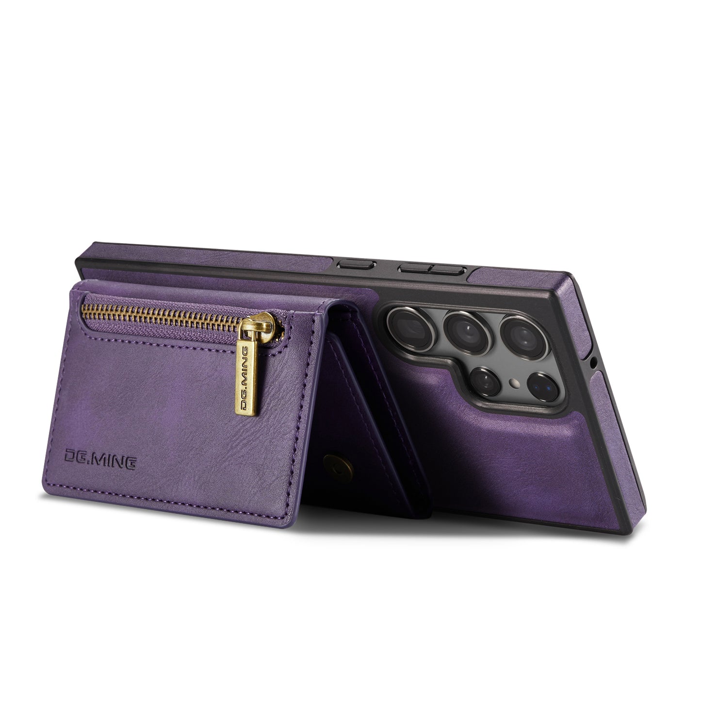 DG.MING M5 Series For Samsung Galaxy S24 Leather Phone Case Magnetic Detachable Wallet Cover - Purple