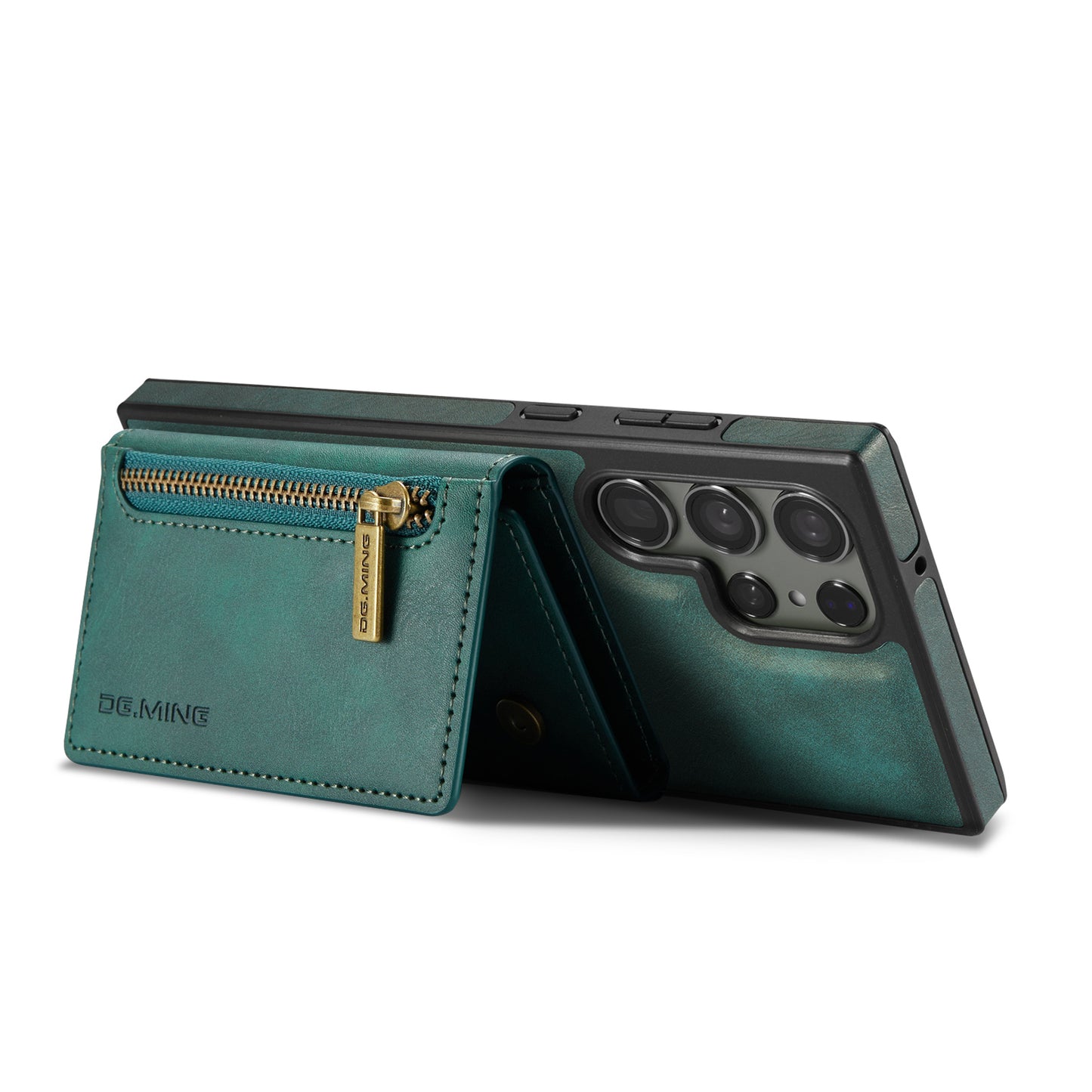 DG.MING M5 Series For Samsung Galaxy S24+ Wallet Case 2-in-1 Detachable Leather Phone Cover - Green