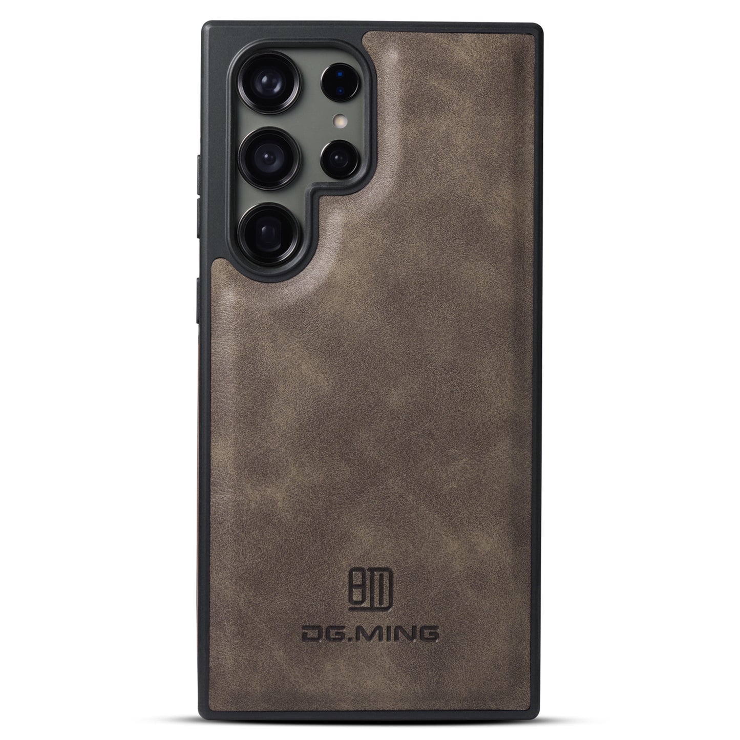 DG.MING For Samsung Galaxy S24 Ultra Phone Case Anti-scratch Side Edge Leather Coating Back Shell - Coffee