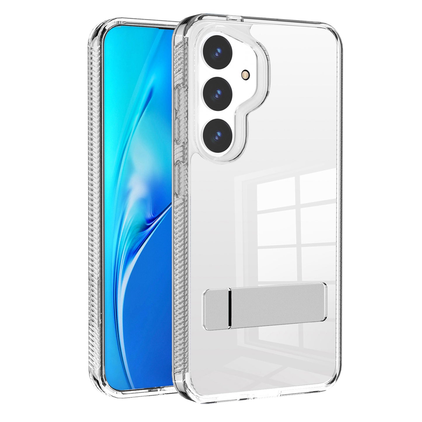 For Samsung Galaxy S24+ Case G Style Series TPU+Acrylic Phone Back Case Kickstand - Transparent