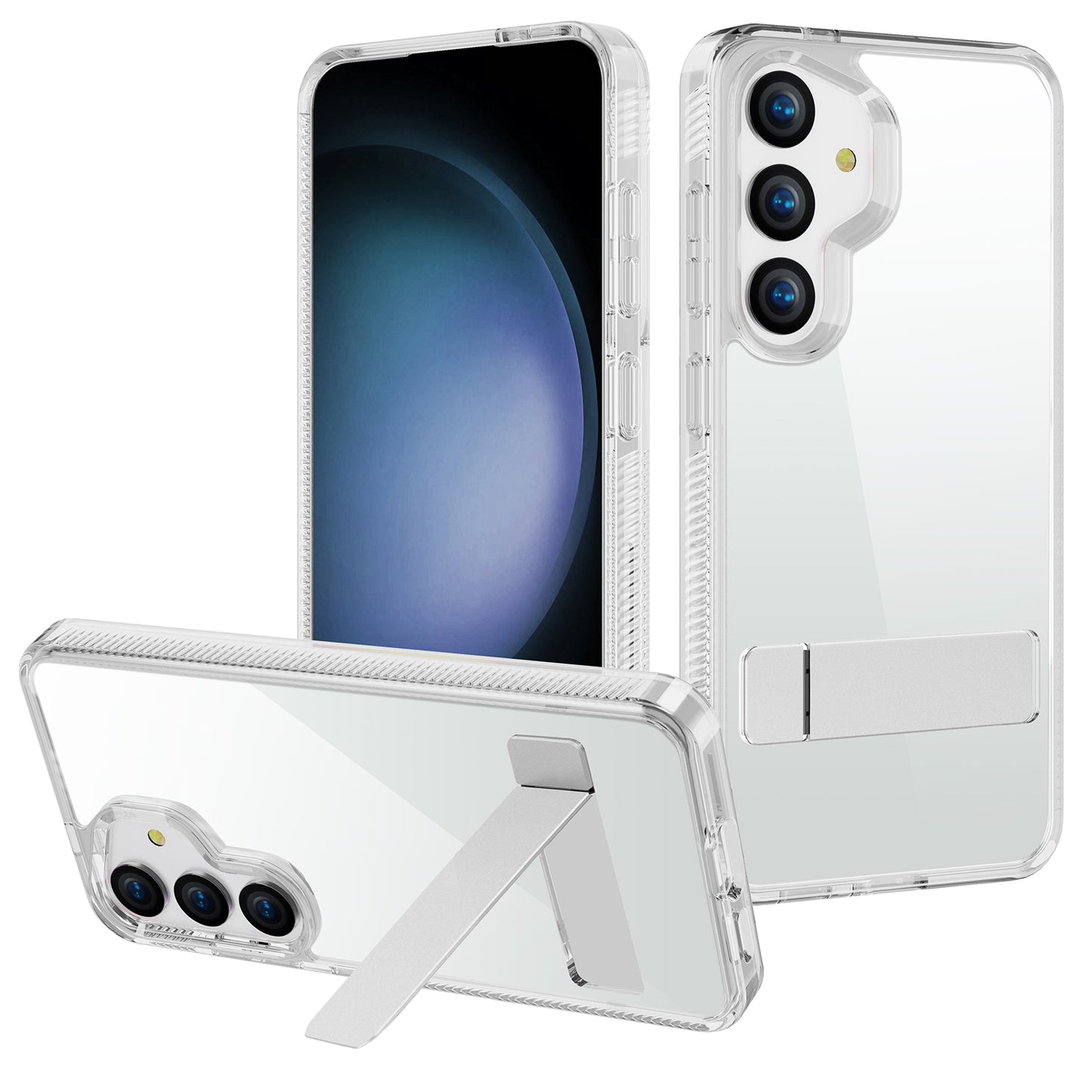 For Samsung Galaxy S24 Back Cover Kickstand G Style Series TPU+Acrylic Protective Case - Transparent