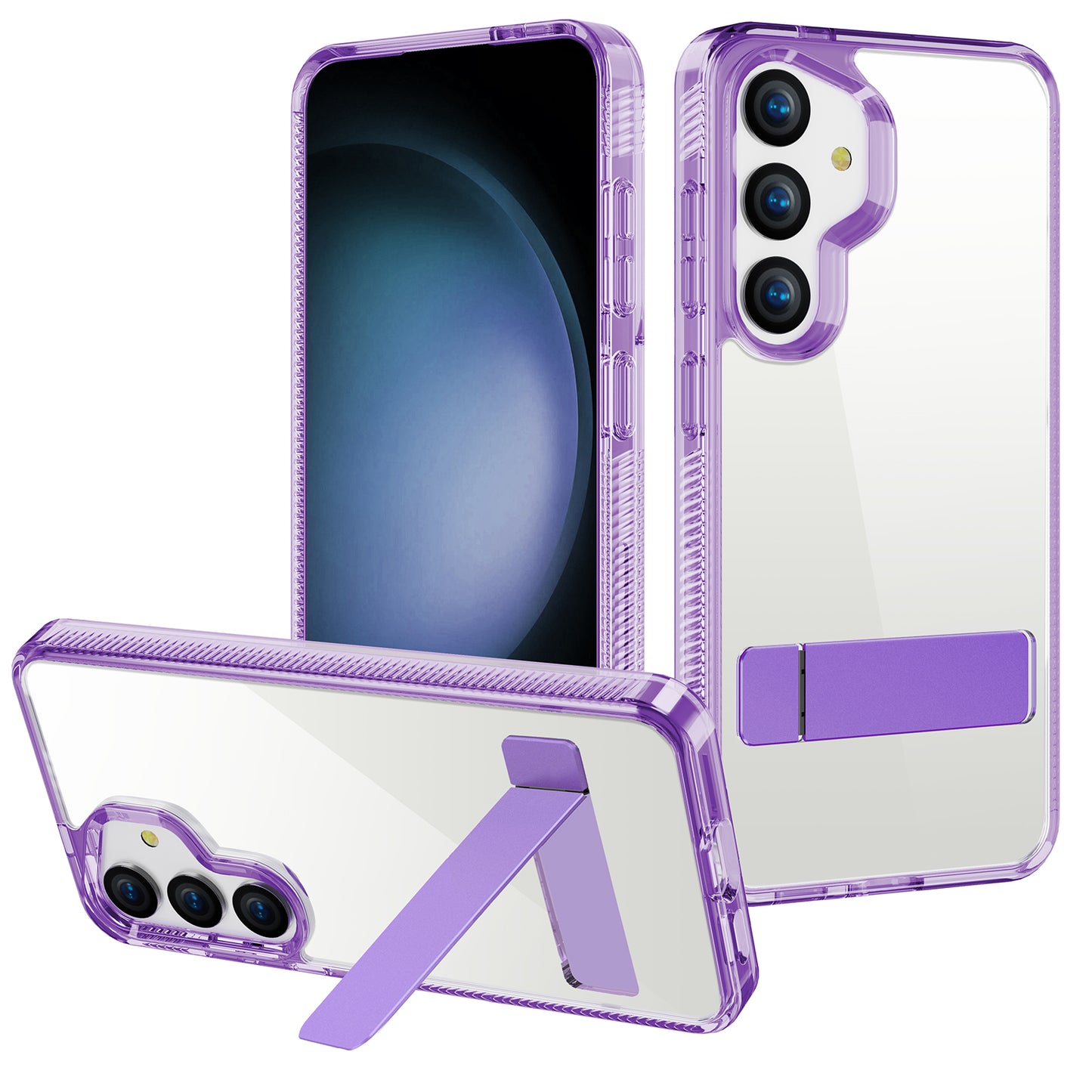 For Samsung Galaxy S24 Back Cover Kickstand G Style Series TPU+Acrylic Protective Case - Purple