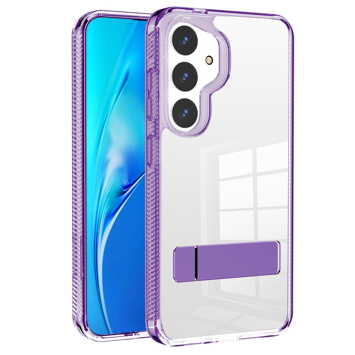 For Samsung Galaxy S24 Back Cover Kickstand G Style Series TPU+Acrylic Protective Case - Purple