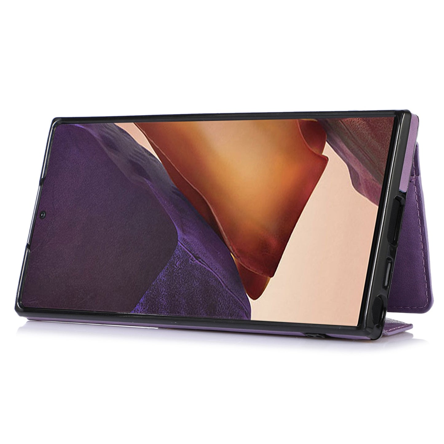 For Samsung Galaxy S24 Ultra Case Card Holder Kickstand Leather+TPU Crossbody Cover - Purple