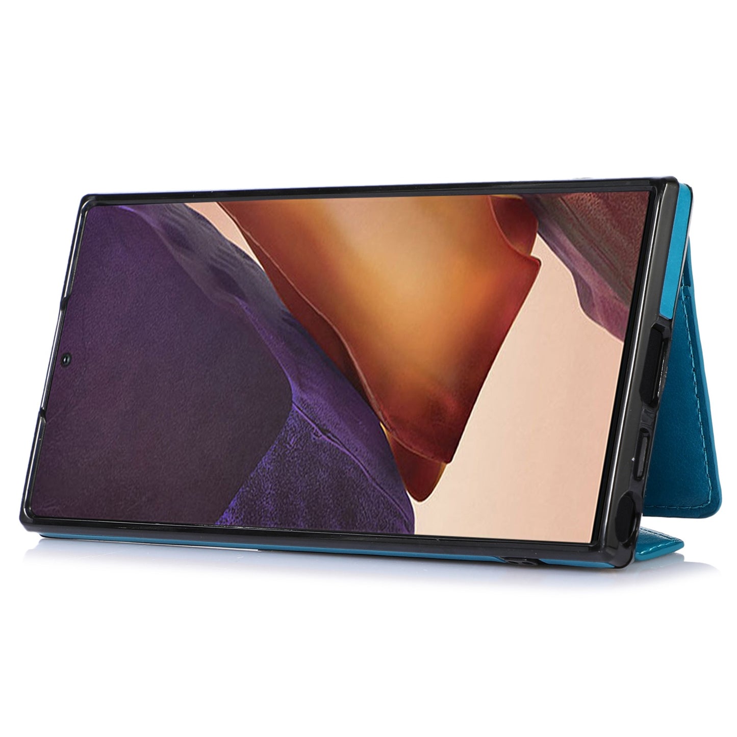 For Samsung Galaxy S24 Ultra Case Card Holder Kickstand Leather+TPU Crossbody Cover - Blue