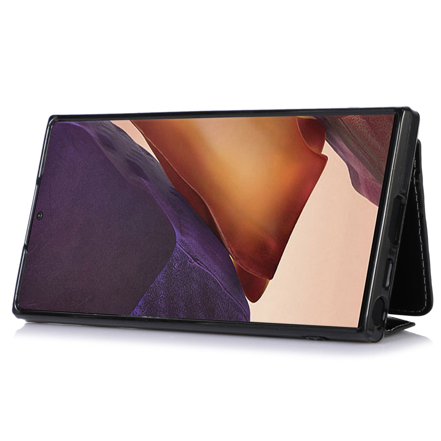 For Samsung Galaxy S24 Ultra Case Card Holder Kickstand Leather+TPU Crossbody Cover - Black