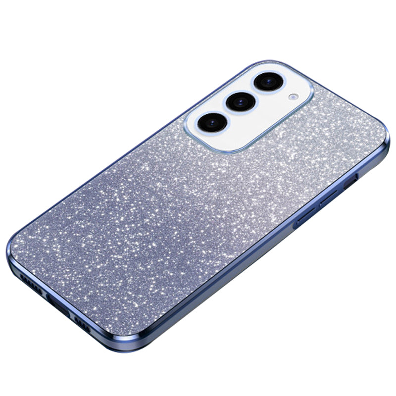 For Samsung Galaxy S24 Case 6D Electroplating Glitter Powder TPU Phone Cover - Blue