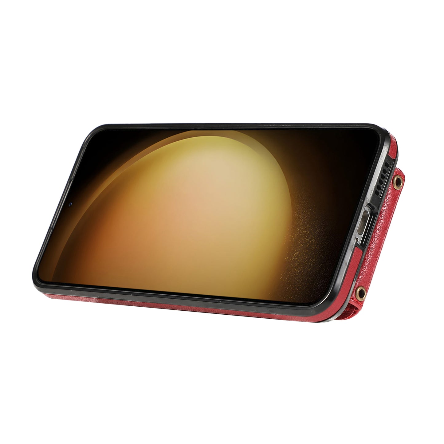 For Samsung Galaxy S24+ Cell Phone Case Card Holder TPU+PU Leather Phone Cover with Kickstand - Red