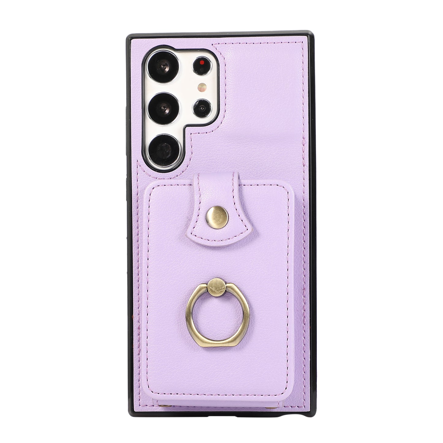 For Samsung Galaxy S24 Ultra Case Shoulder Phone Pouch Kickstand TPU+PU Leather Phone Cover - Purple