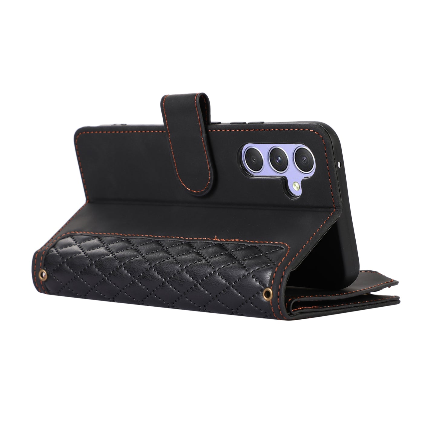 For Samsung Galaxy S24 Cell Phone Case 9 Card Slots Zipper Wallet Leather Stand Cover - Black