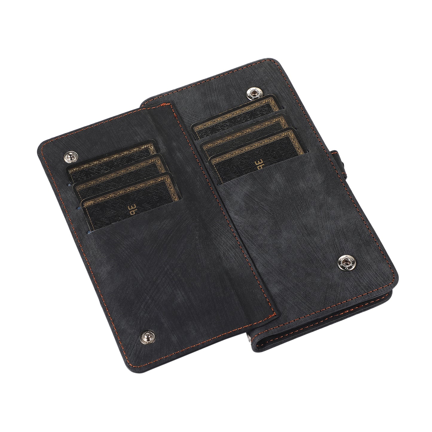 For Samsung Galaxy S24+ Magnetic Case PU Leather+TPU Smart Phone Cover with 9 Card Slots - Black