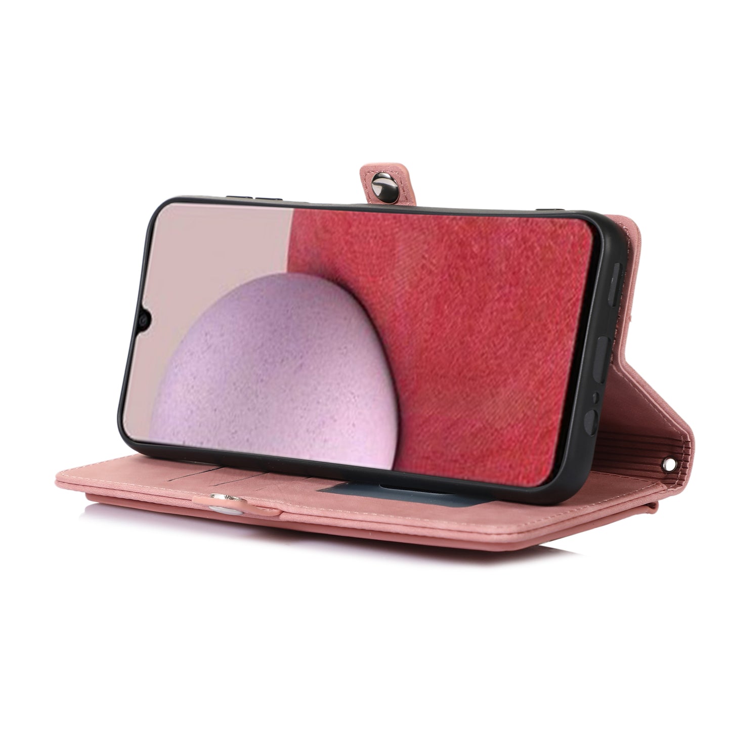 For Samsung Galaxy S24+ Magnetic Case PU Leather+TPU Smart Phone Cover with 9 Card Slots - Rose Gold