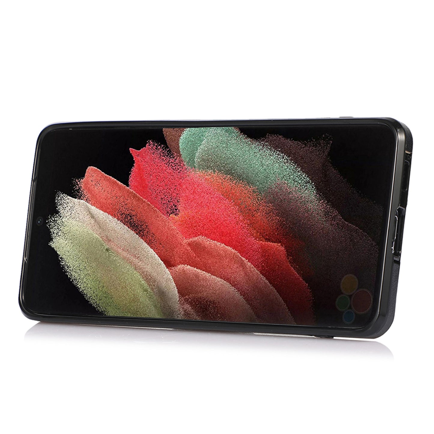 For Samsung Galaxy S24 Ultra Cell Phone Case Card Holder Kickstand Leather+TPU Cover - Black