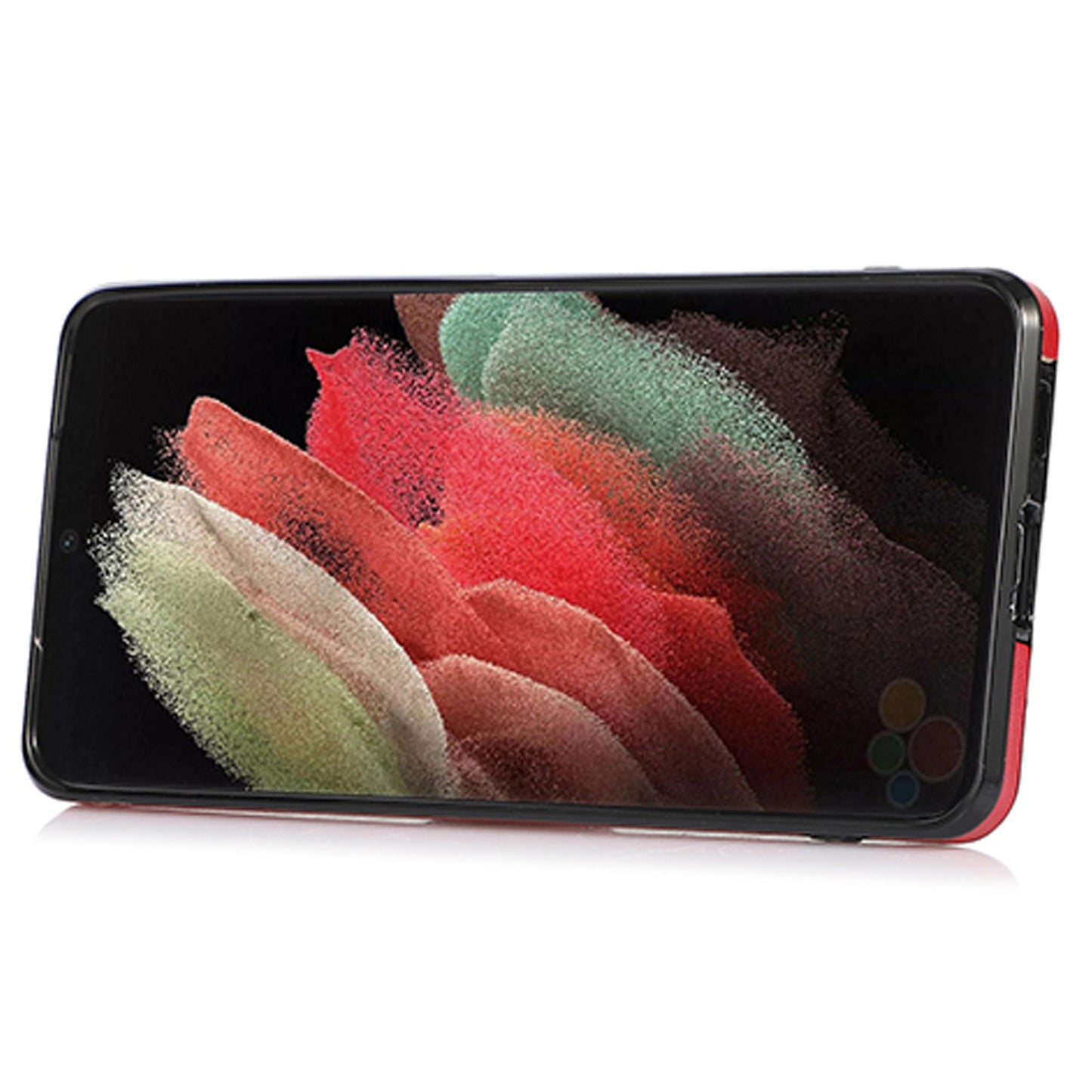 For Samsung Galaxy S24 Ultra Cell Phone Case Card Holder Kickstand Leather+TPU Cover - Red